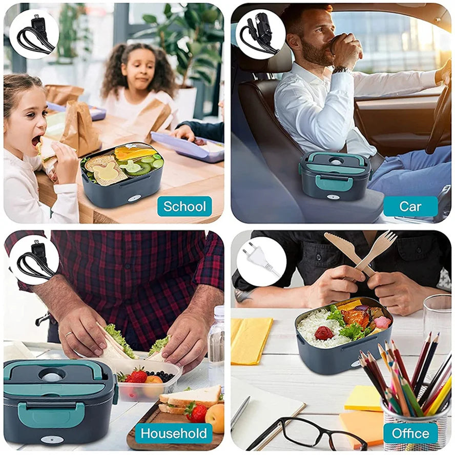 Boîte à lunch électrique 2 en 1 – Repas chaud partout, voiture & maison